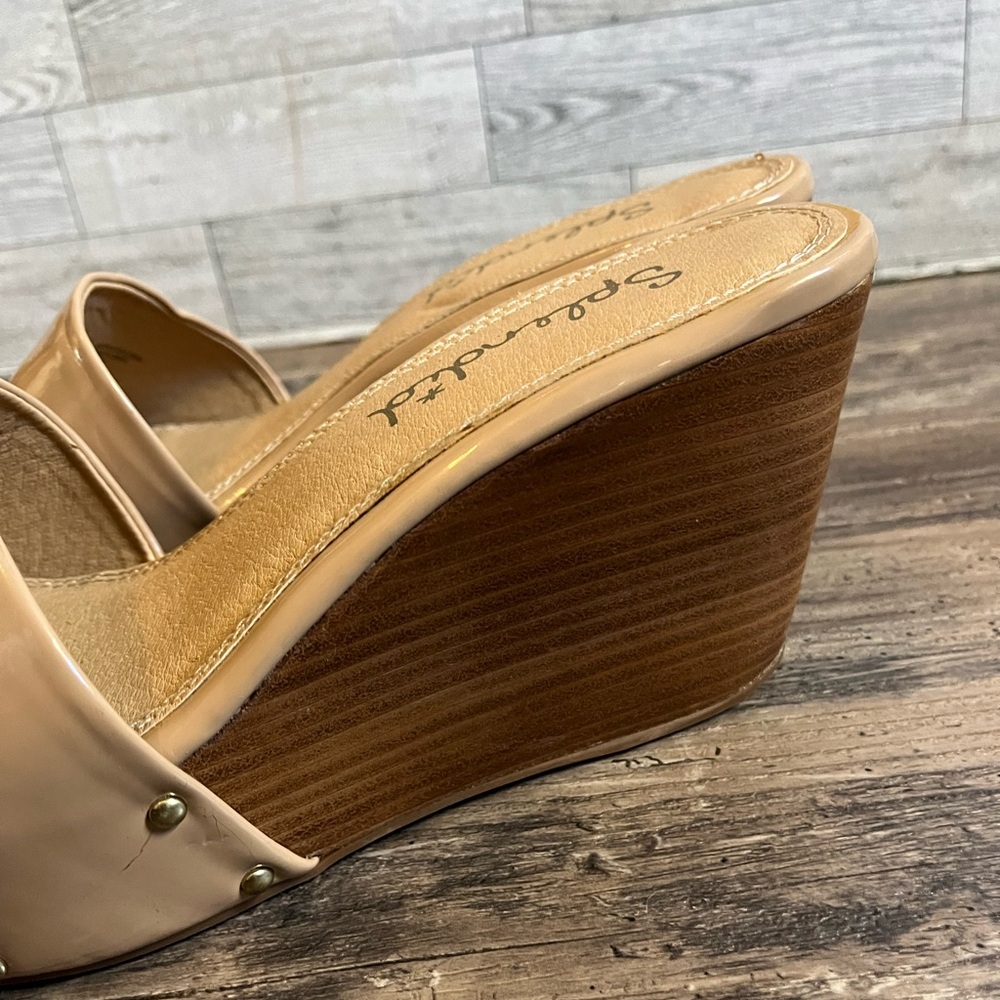 Splendid Clog Heels Tan Cream Wooden Heel Women’s Size 8.5 - Picture 6 of 9
